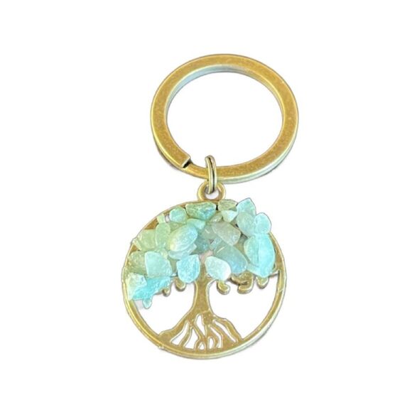 Tree of Life Natural Green Jade (Jadeite Jade) Crystal Keychain - Picture 3 of 16